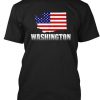 American Flag Washington Map T Shirt KH01