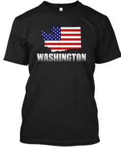 American Flag Washington Map T Shirt KH01