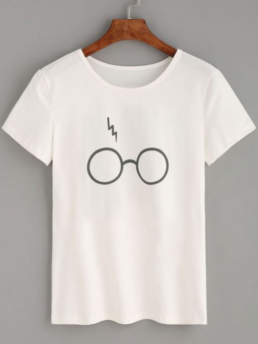 Glasses Lightning Print T-shirt ZK01