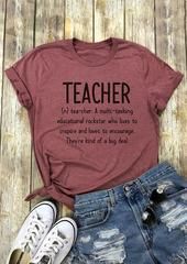 Teacher Letter Print t shirt KH01