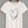 White Heart Letters Print T-shirt ZK01