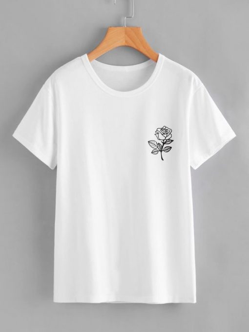White Rose Print T-shirt KH01