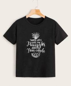 Pineapple & Letter Print Tee T-Shirt SR01