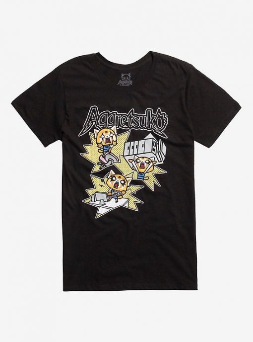 Aggretsuko Office Rage Black T-Shirt DV01