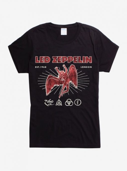 Led Zeppelin Red Icarus Logo Girls T-Shirt DV01