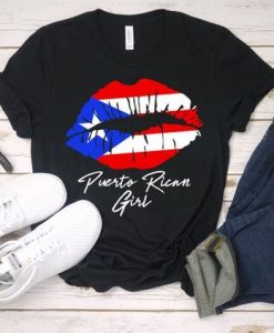 Puerto Rican Girl Flag Lips T Shirt SR01