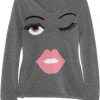 Eyes and lips intarsia cashmere sweatshirt ER01