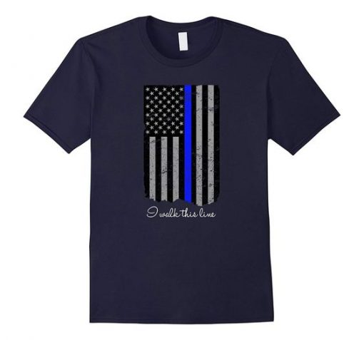 Flag Thin Blue Line Design T-Shirt DV29