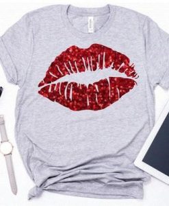 Red Glitter Lips T-Shirt ER01