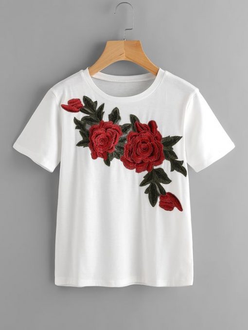 Rose Embroidered T-Shirt VL01