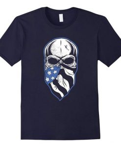 Skull Blue USA American Flag T-Shirt ER01