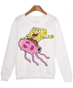 SpongeBob White Pullover Sweatshirt ER01