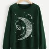 Moon And Star Print Sweatshirt FD3D