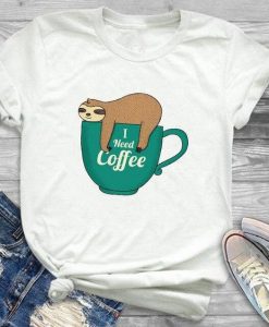 Sloth Need Coffee T Shirt RL10M0