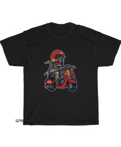 retro skull scooter T-shirt FD12D0