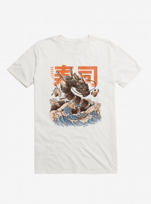Great Sushi Dragon White T-Shirt AL10F1