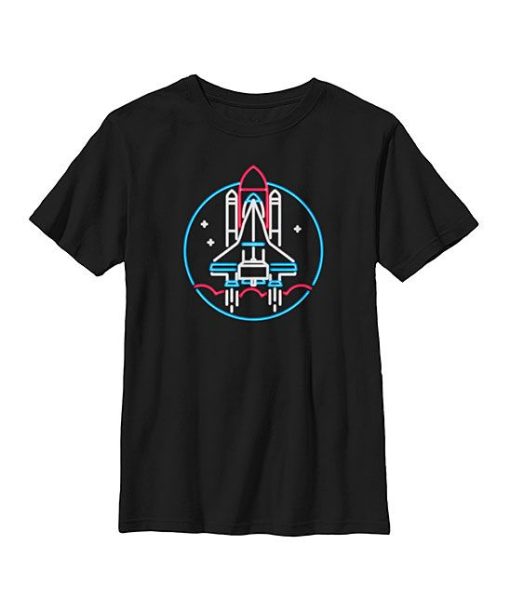 Black Neon Shuttle Rocket Launch T-Shirt AL29JN2