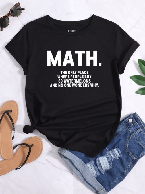 Math Slogan Graphic T-Shirt AL11JN2