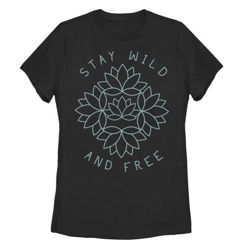 Stay Wild And Free Lotus Line Sketch T-Shirt AL29JL2