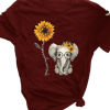 Blouse Cute Small Elephant Sunflower T-Shirt AL26AG2