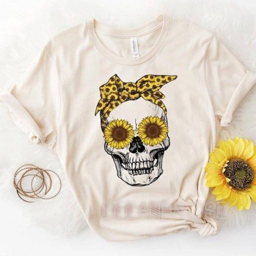 Sunflower Skull Bandana, T-Shirt AL22AG2