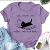 Coffee Cat Book T-Shirt AL