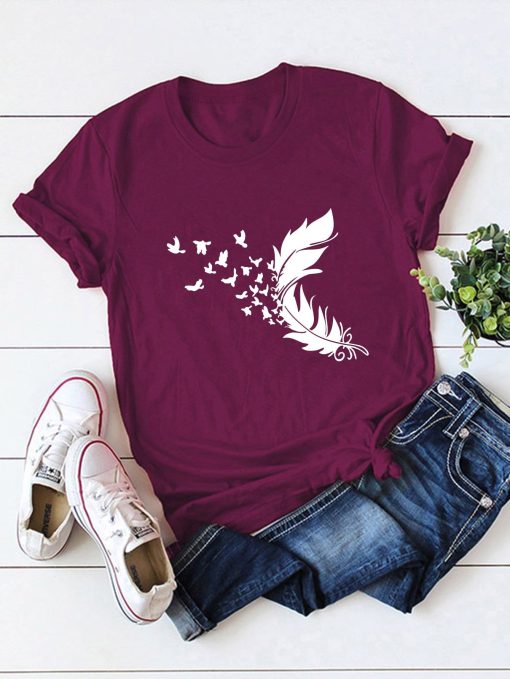Feather And Butterfly T-Shirt AL