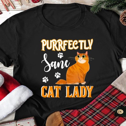 Purrfectly Sane Cat Lady Awesome T-Shirt AL