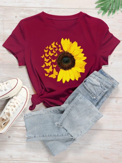 Sunflower and Butterfly T-Shirt AL
