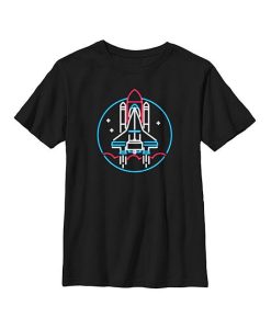 Black Neon Shuttle Rocket Launch T-Shirt AL