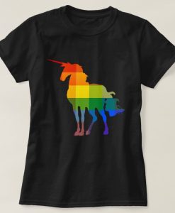 Rainbow Plaid Unicorn LGBT Pride T-Shirt AL