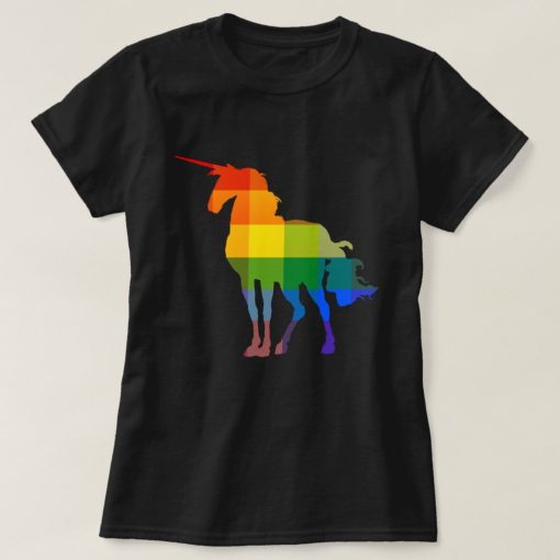Rainbow Plaid Unicorn LGBT Pride T-Shirt AL