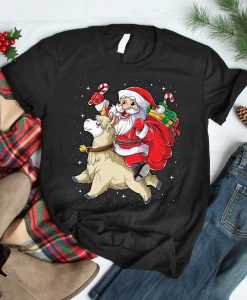 Santa Riding Llama Christmas T-Shirt AL