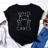 WHO CARES Letter Kitty T-Shirt AL